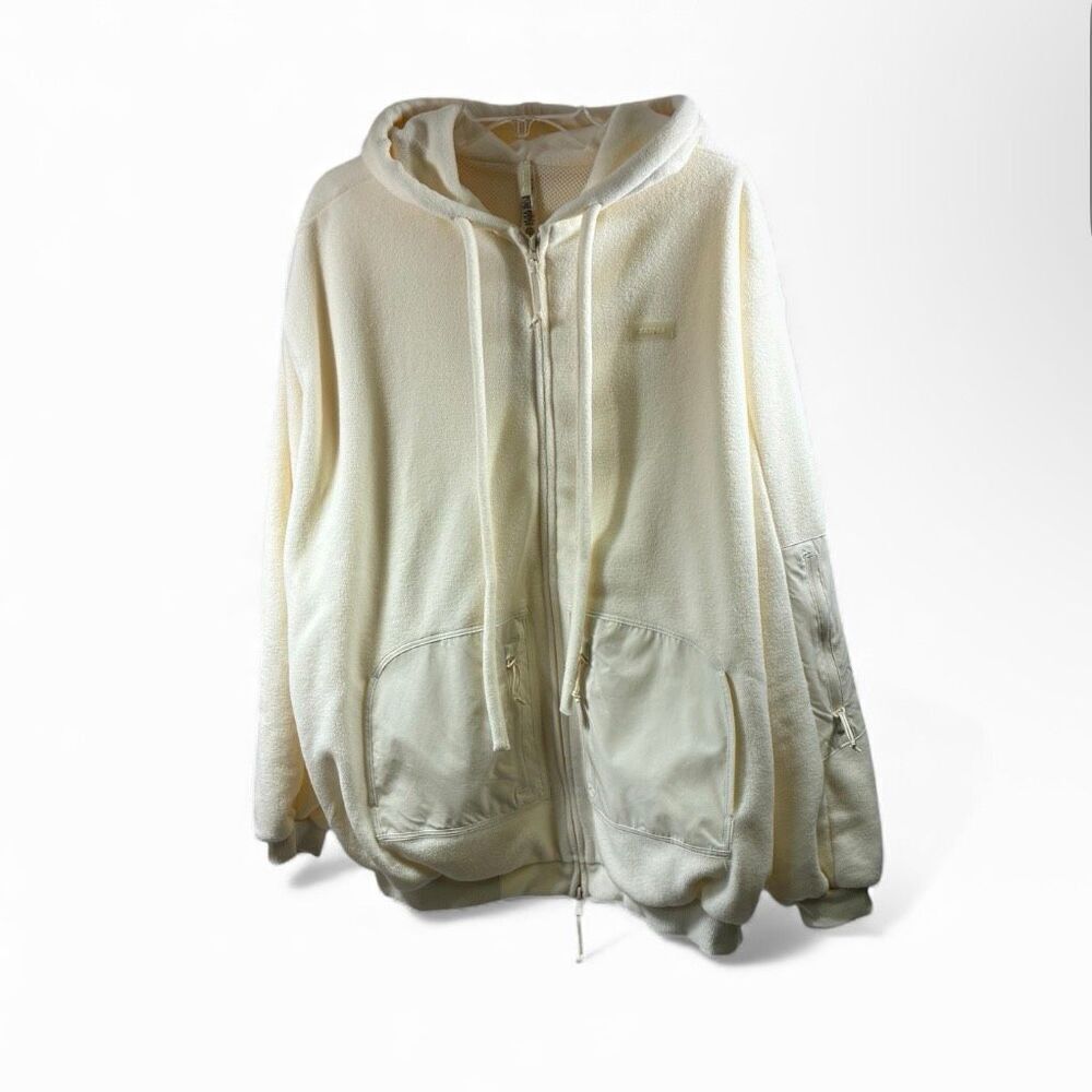 SKIMS NWT Fleece Lounge Oversized Zip Up Hoodie in Ecru Size M